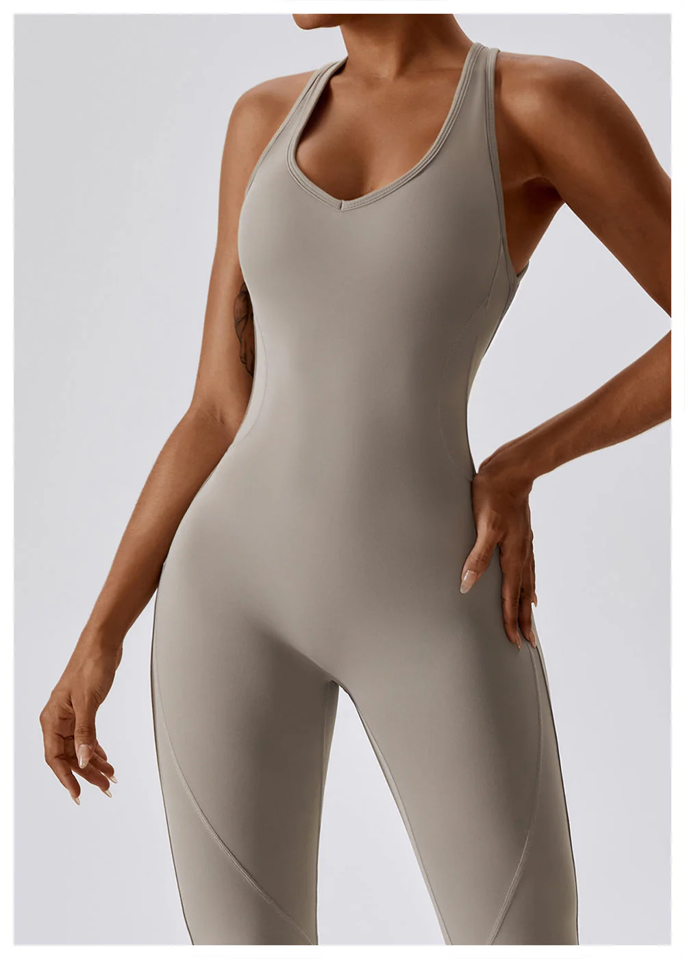 Naisten Jumpsuit V-halkio Muotoiltu Nylon - Image 6