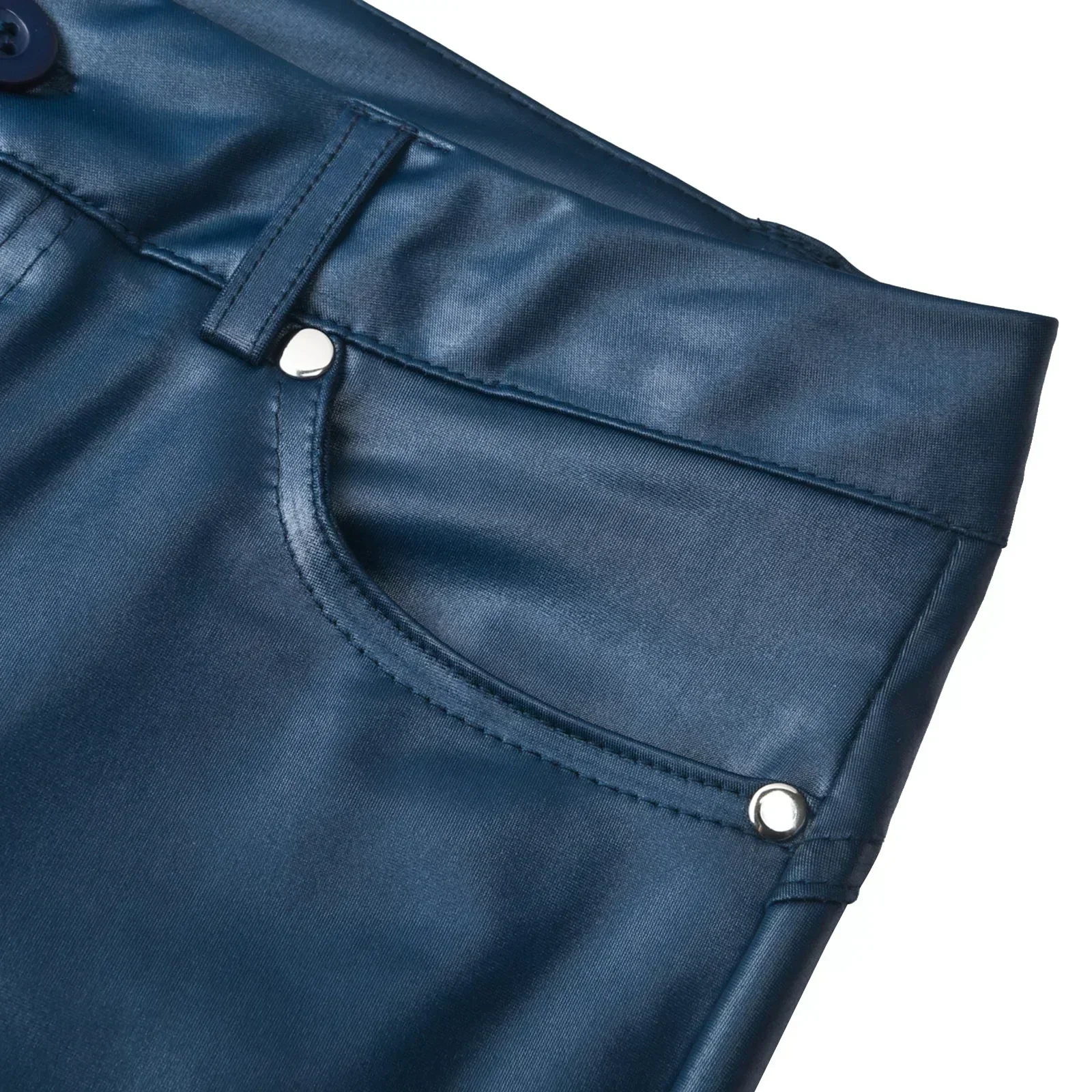 Naisten Keinotekoiset Keinonahkahousut Korkea Vyötärö Slim Fit - Image 5