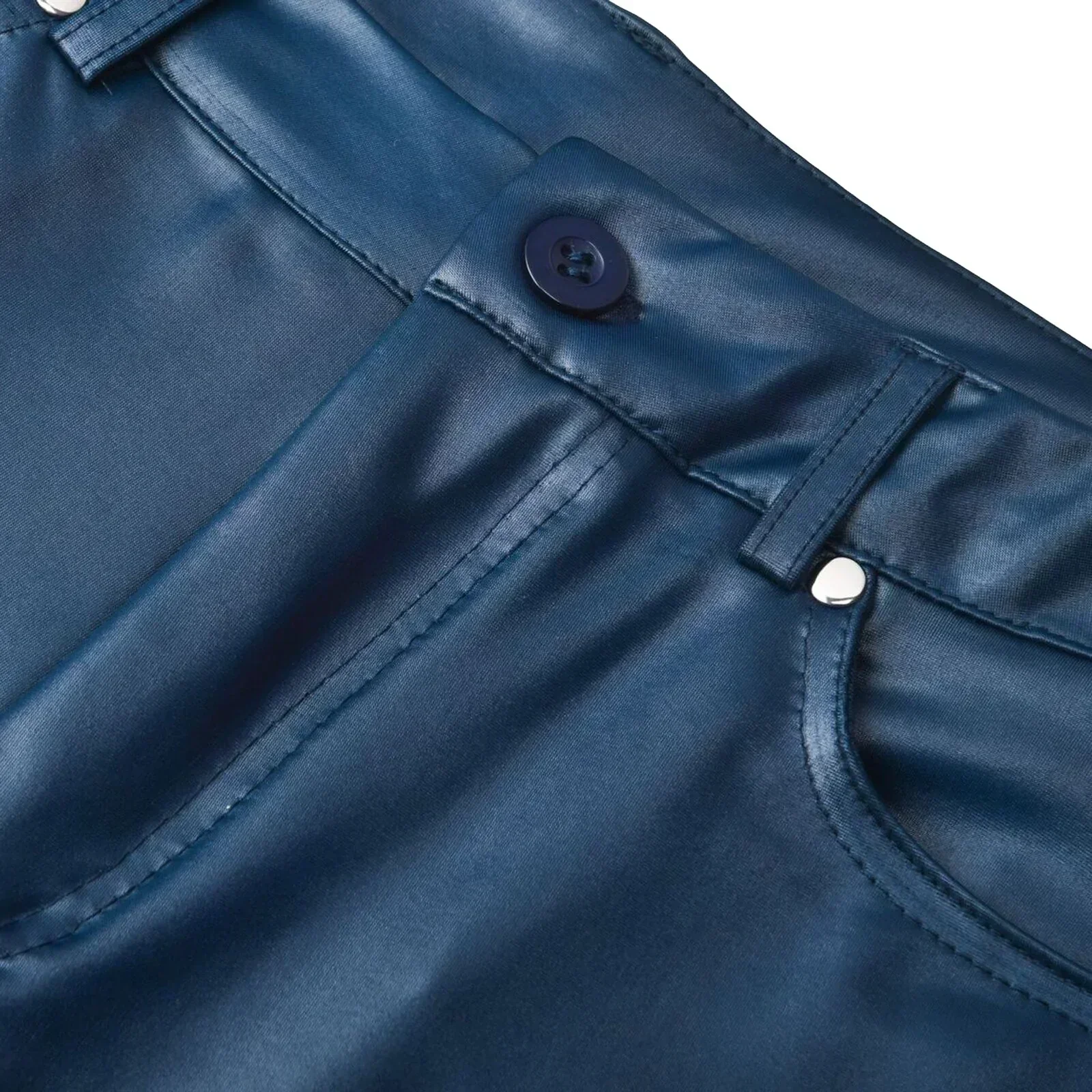 Naisten Keinotekoiset Keinonahkahousut Korkea Vyötärö Slim Fit - Image 6
