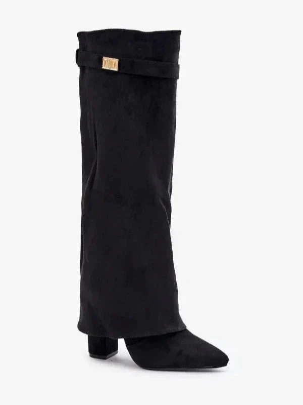 Naisten korkokengät elegantit PU-nahkaiset lohkokorko - Image 2