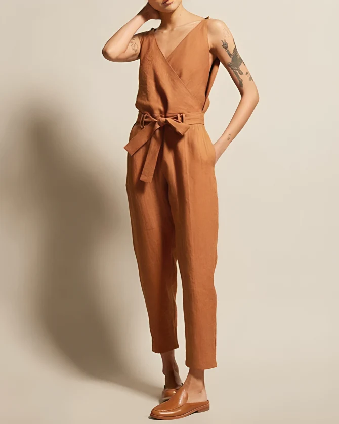 Naisten Linnen Jumpsuit Mukava ja Tyylikäs - Image 5