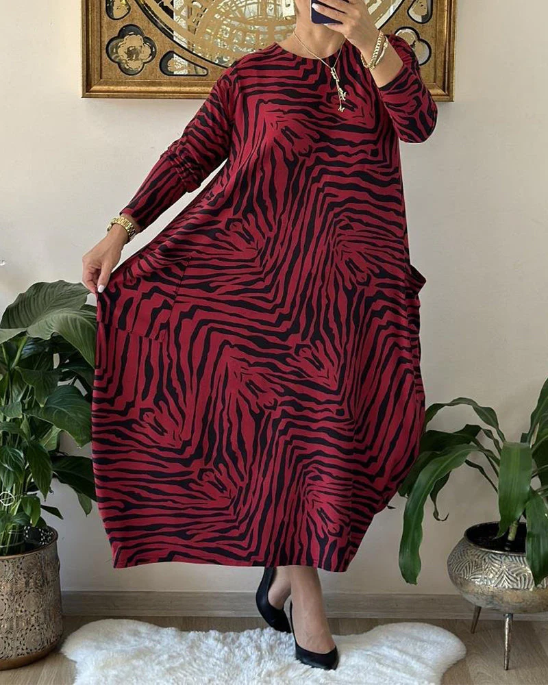 Naisten Maxi Mekko Rento Printti Puuvillasekoite - Image 4