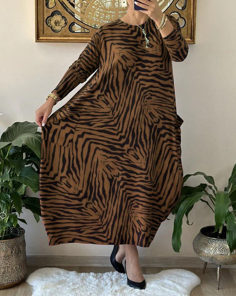 Naisten Maxi Mekko Rento Printti Puuvillasekoite - Image 5