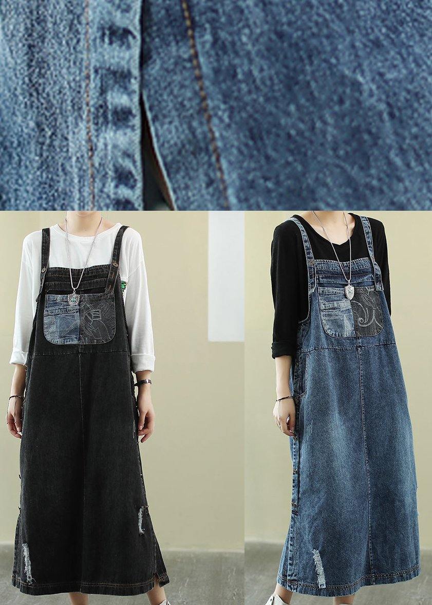 Naisten Maxi Tunika Kaula-aukolla Denim Sininen - Image 5