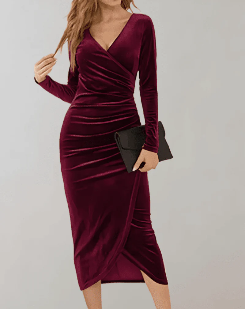 Naisten Midi Mekko Bodycon Sametista - Image 4