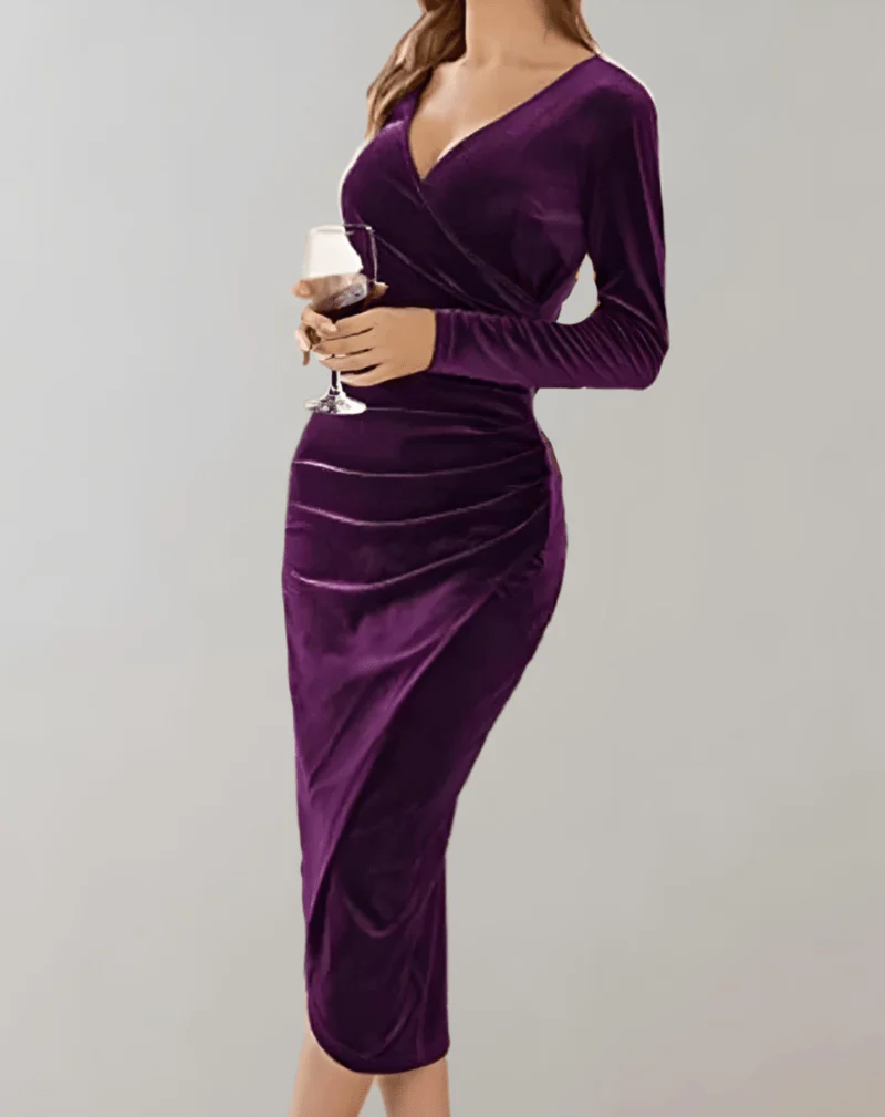 Naisten Midi Mekko Bodycon Sametista - Image 5