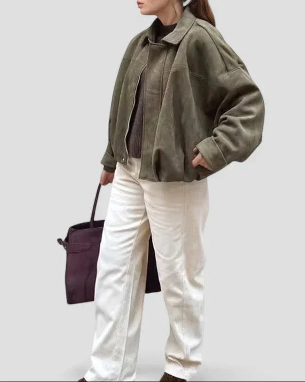 Naisten Oversized Bomber-takki Vetoketjulla - Image 7