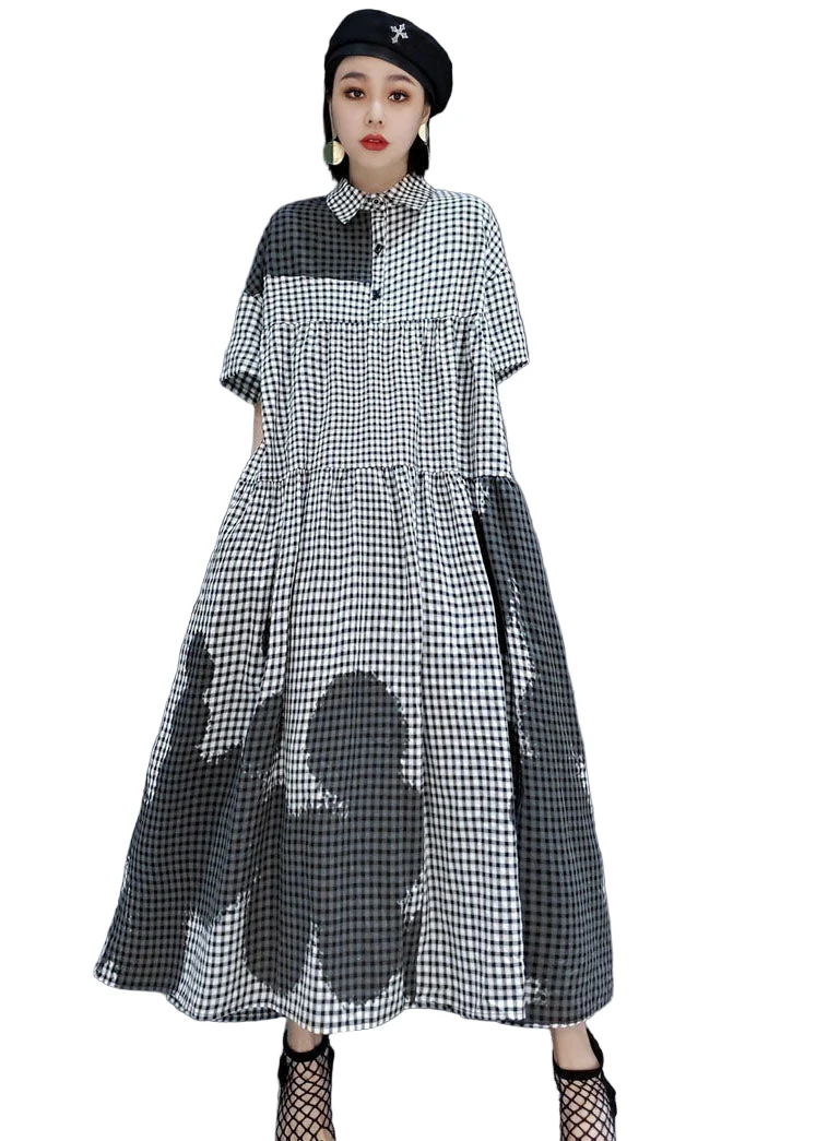 Naisten Peter Pan Kaulus Plaid Mekko