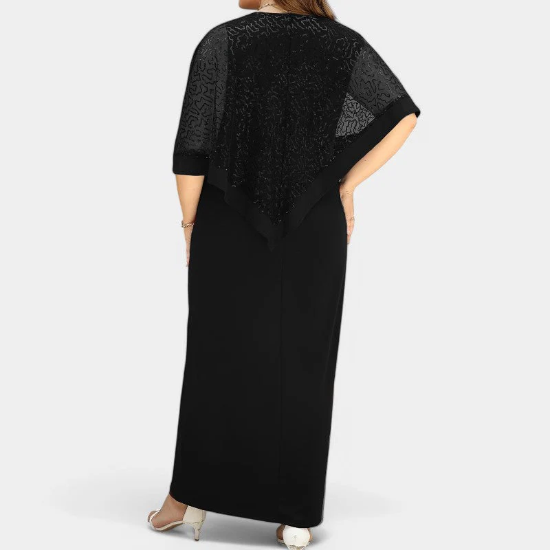 Naisten Pitkä Mekko Kimaltavilla Pitsillä ja Batwing-hihoilla - Image 5