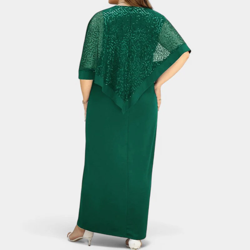 Naisten Pitkä Mekko Kimaltavilla Pitsillä ja Batwing-hihoilla - Image 7