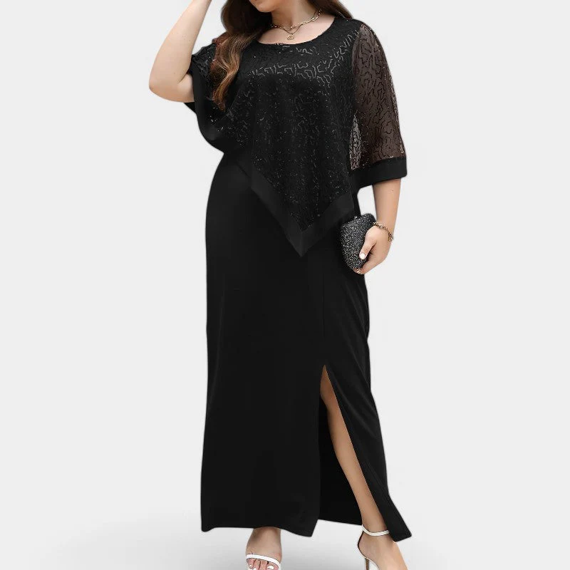 Naisten Pitkä Mekko Kimaltavilla Pitsillä ja Batwing-hihoilla - Image 9