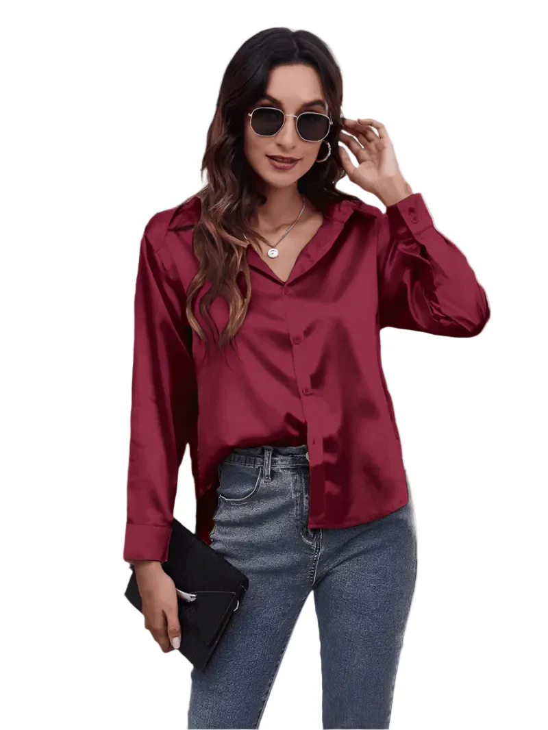 Naisten Pitkähiha Blouse Satiinijäljitelmä