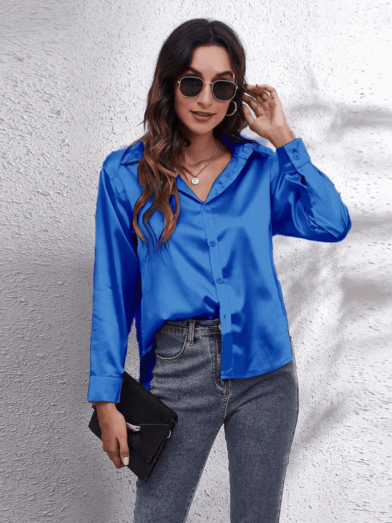 Naisten Pitkähiha Blouse Satiinijäljitelmä - Image 7