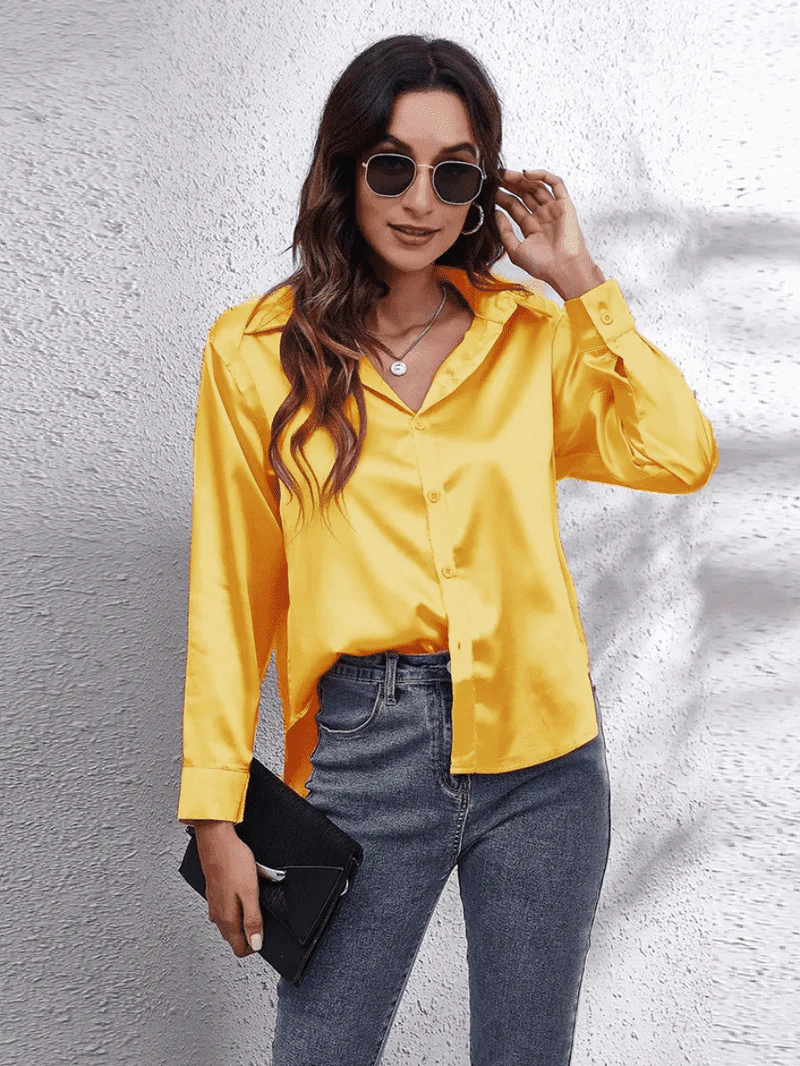 Naisten Pitkähiha Blouse Satiinijäljitelmä - Image 9