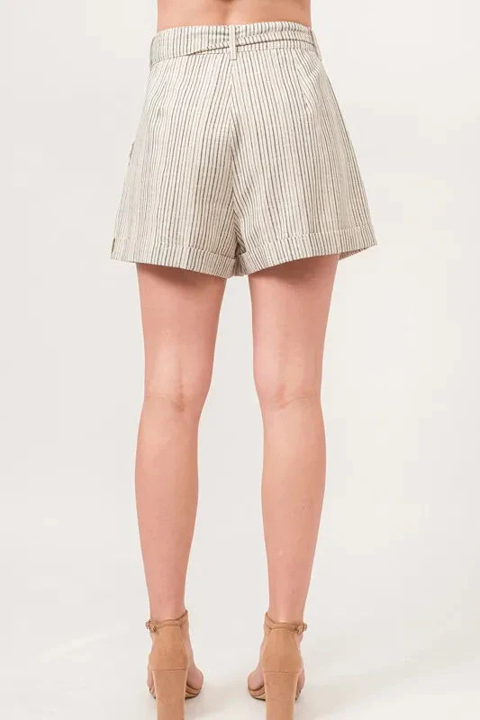 Naisten Raidalliset Flowy Shortsit Lino-sekoite - Image 3