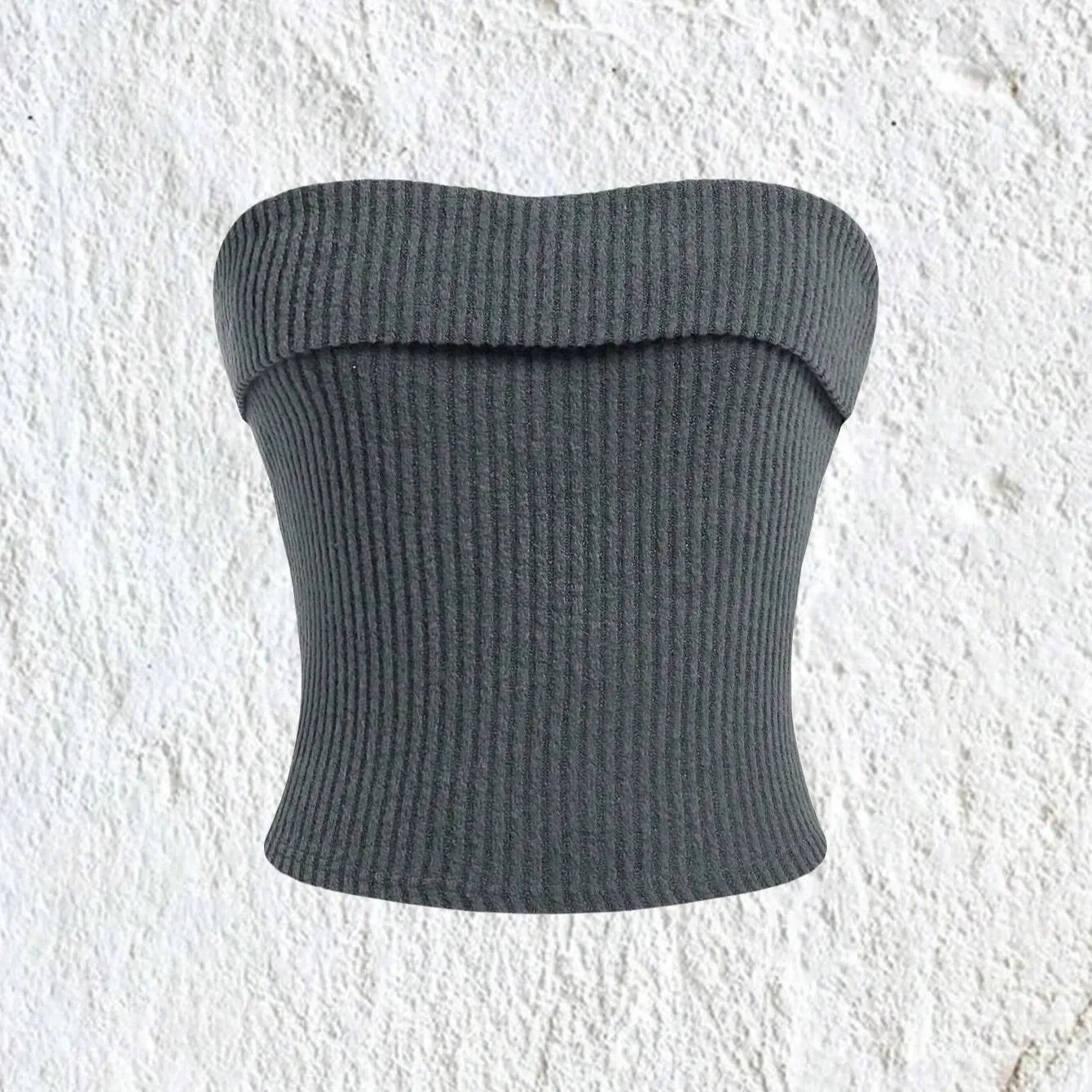 Naisten ribbattu olkaimeton slim fit -putkipaita - Image 5