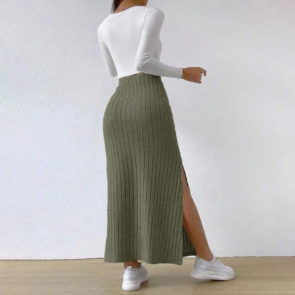 Naisten Ribbed Knit Maxi hame - Image 10