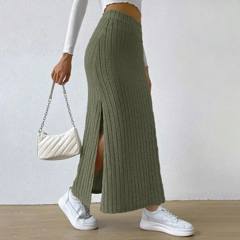 Naisten Ribbed Knit Maxi hame - Image 11