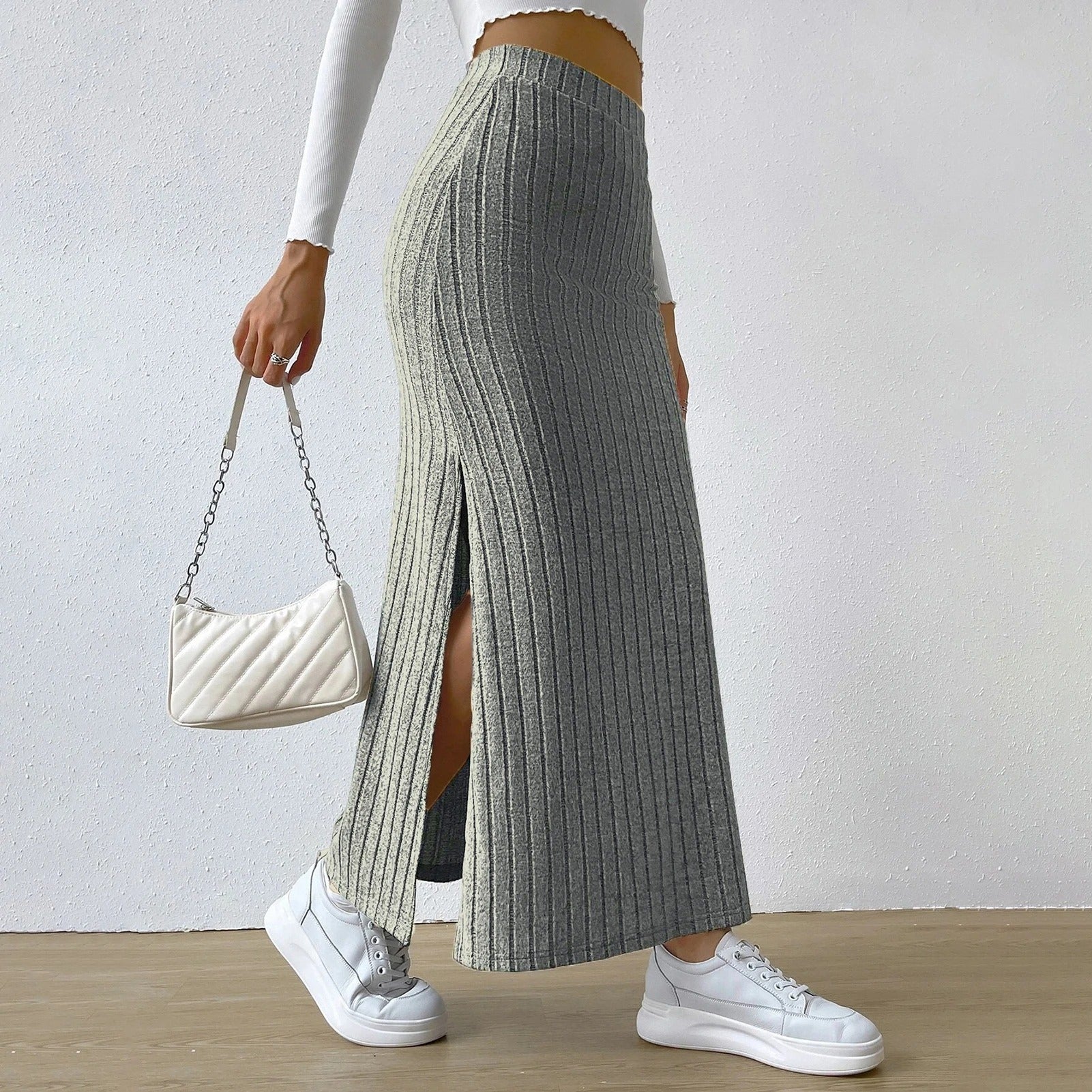 Naisten Ribbed Knit Maxi hame - Image 13