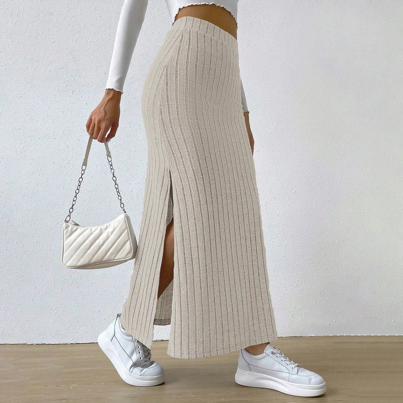 Naisten Ribbed Knit Maxi hame - Image 14
