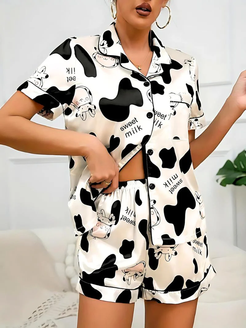 Naisten Satin Pijama Setti Tyylikäs Muotoilu - Image 2