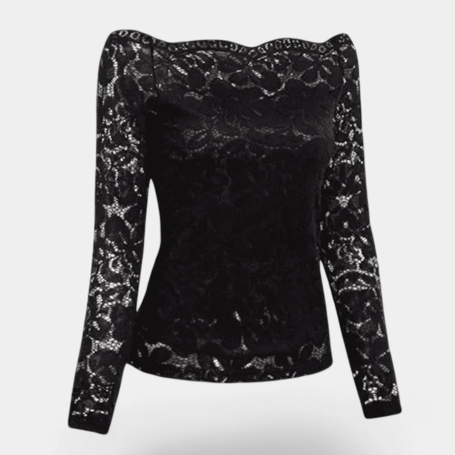 Naisten Toppi Off-Shoulder Pitkähihaista Verkkokangasta - Image 3