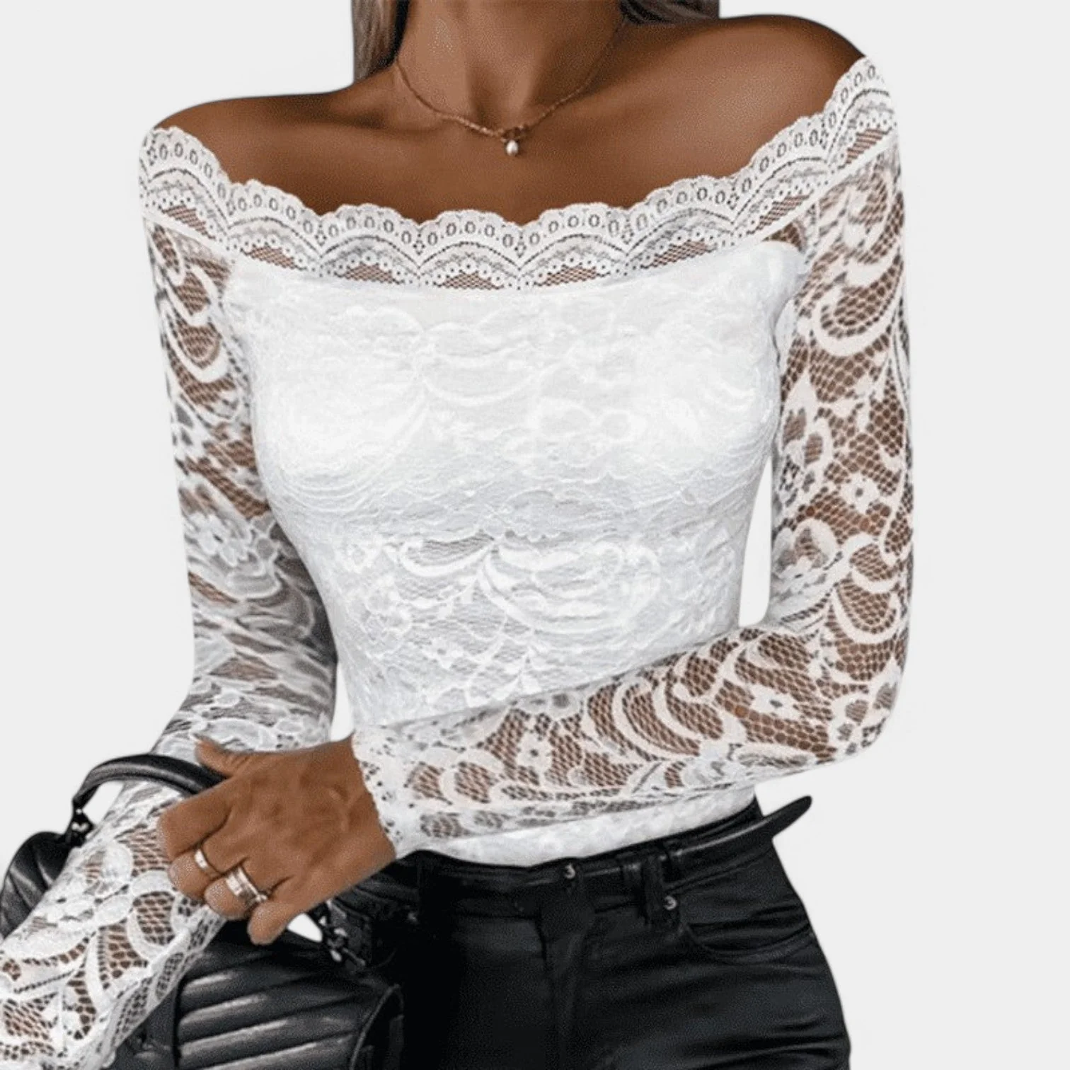 Naisten Toppi Off-Shoulder Pitkähihaista Verkkokangasta - Image 7