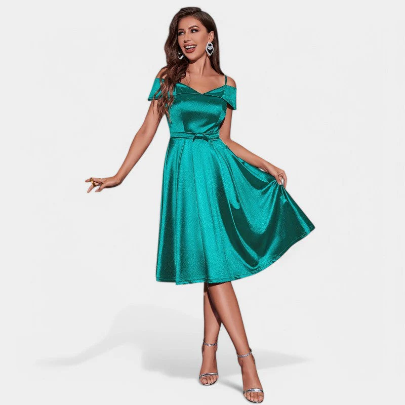 Naisten V-pääntie Ilman Olkaimia Kihara Mekko - Image 5