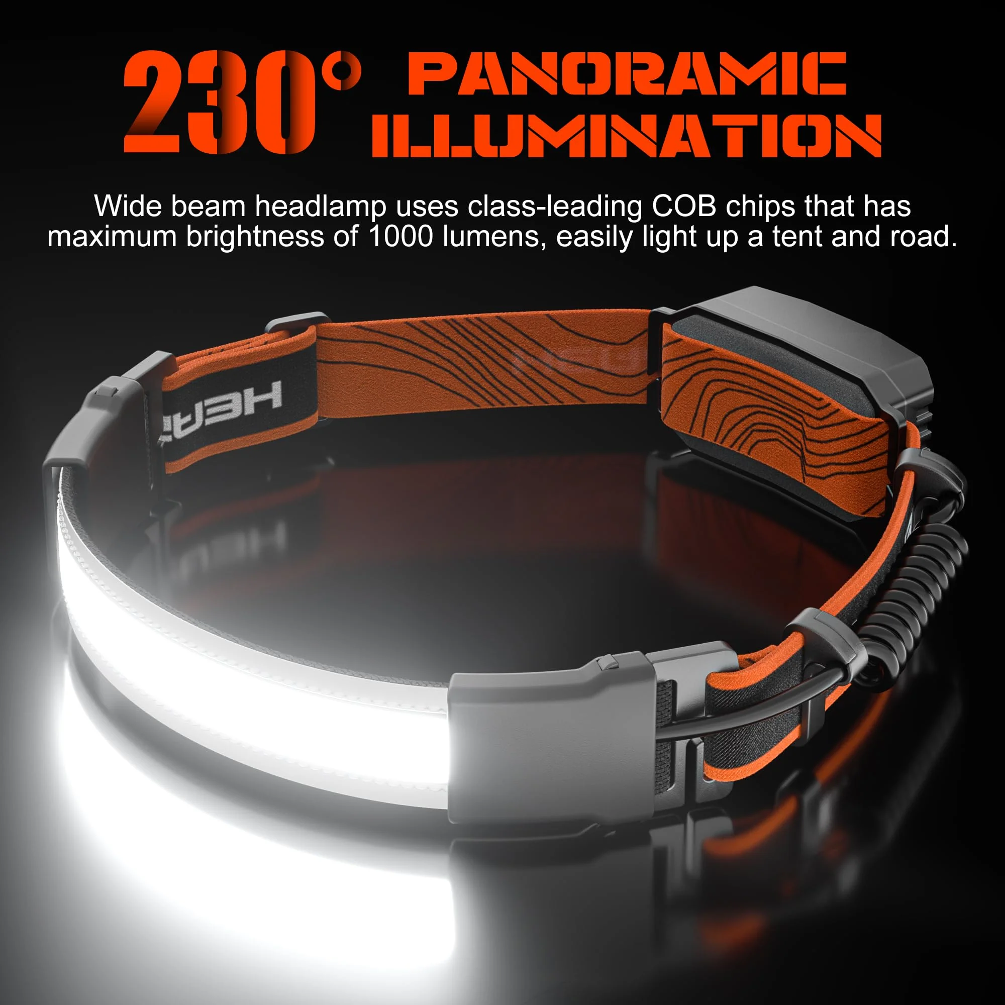 Otsalamppusarja 1000 lumenia USB-ladattava - Image 2