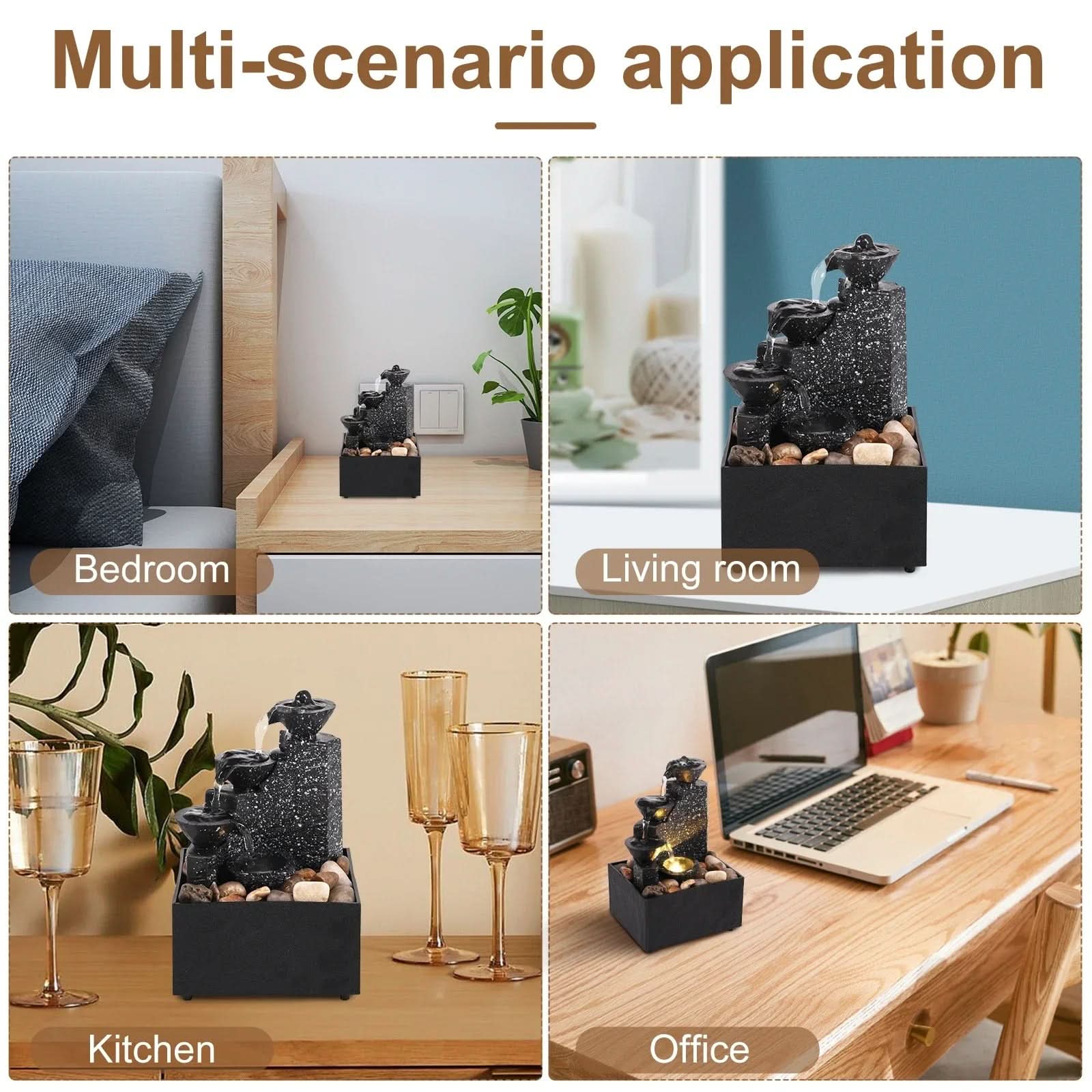Pöytävesiputoussuihkulähde Moderni Muotoilu LED-valaistuksella - Image 4