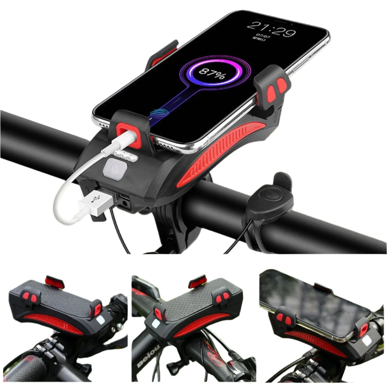 Pyöräilijöille suunniteltu 4-in-1 LED-lamppu, Powerbank ja Puhelinpidike - Image 7