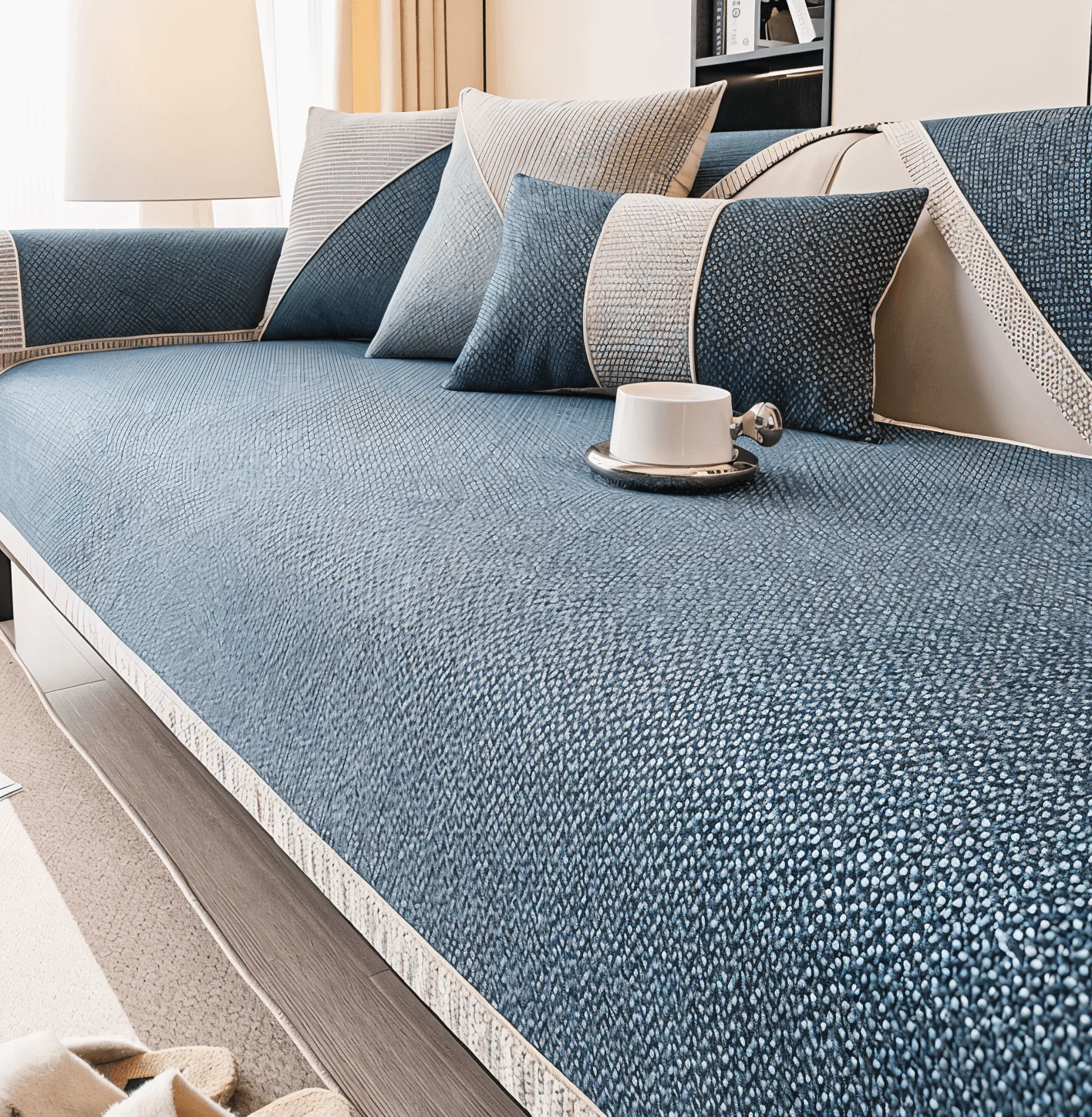 Sohvapäällinen Liukumattomalla Suunnittelulla Moderni Suoja - Image 5