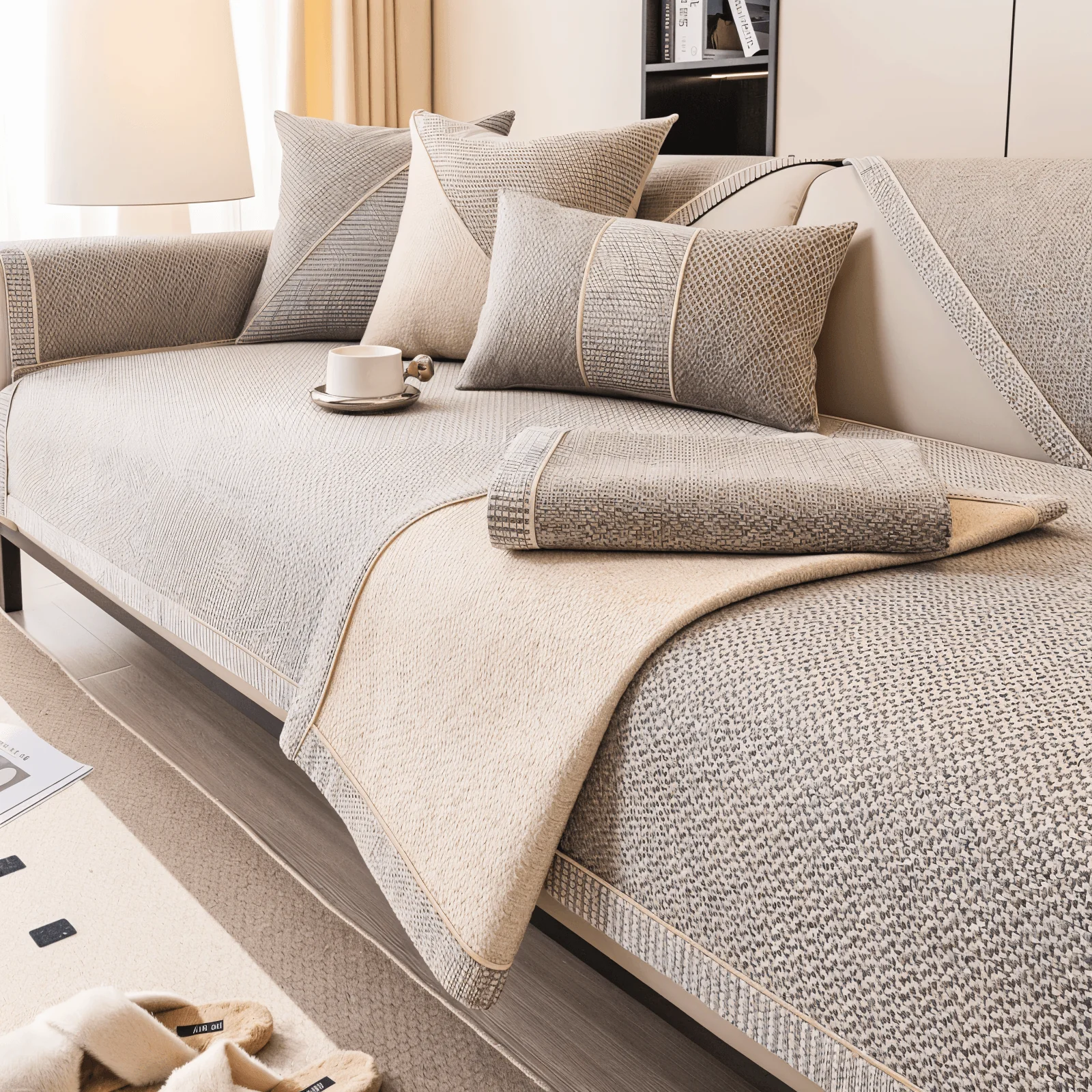 Sohvapäällinen Liukumattomalla Suunnittelulla Moderni Suoja - Image 8