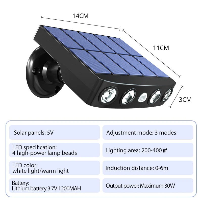 Ulkokäyttöön tarkoitettu LED-liiketunnistimella varustettu aurinkolamppu - Image 8