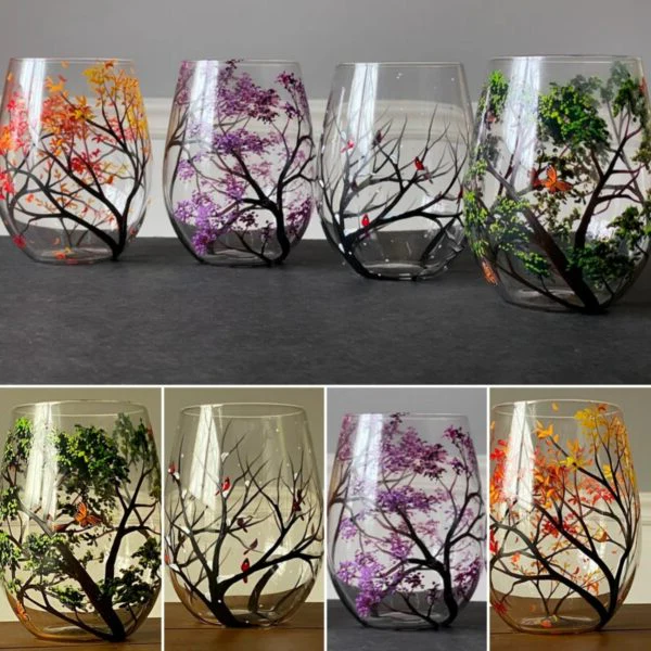 Viinilasit Four Seasons Tree -taideteos - Image 10