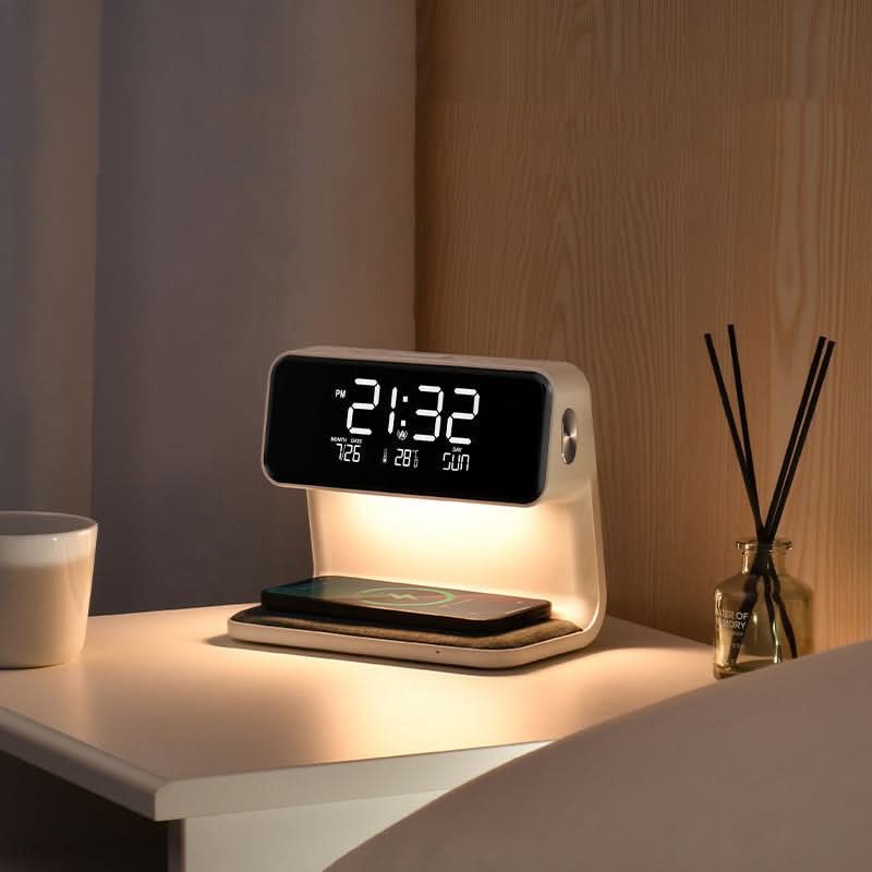 Yölamppu ja Herätyskello Langattomalla Latauksella Moderni Design